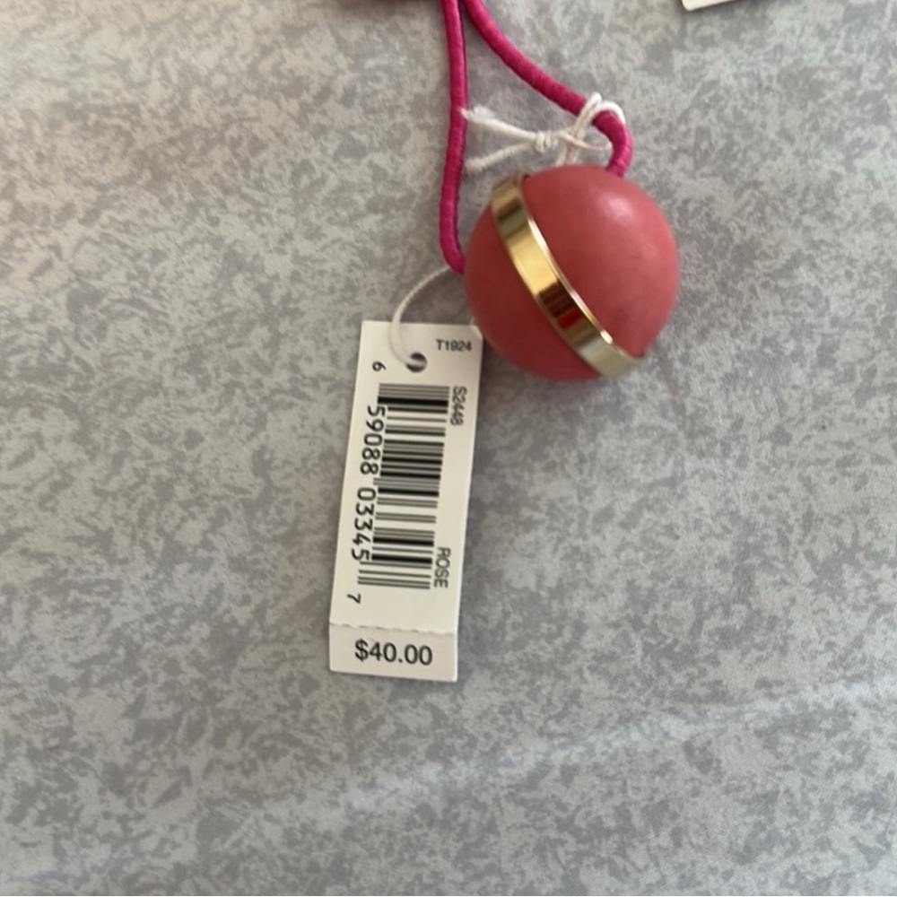 Vintage Frédéric Fekkai pink Leather Balls With Gold Trim Ponytail Holder 1 nwt - Picture 3 of 5